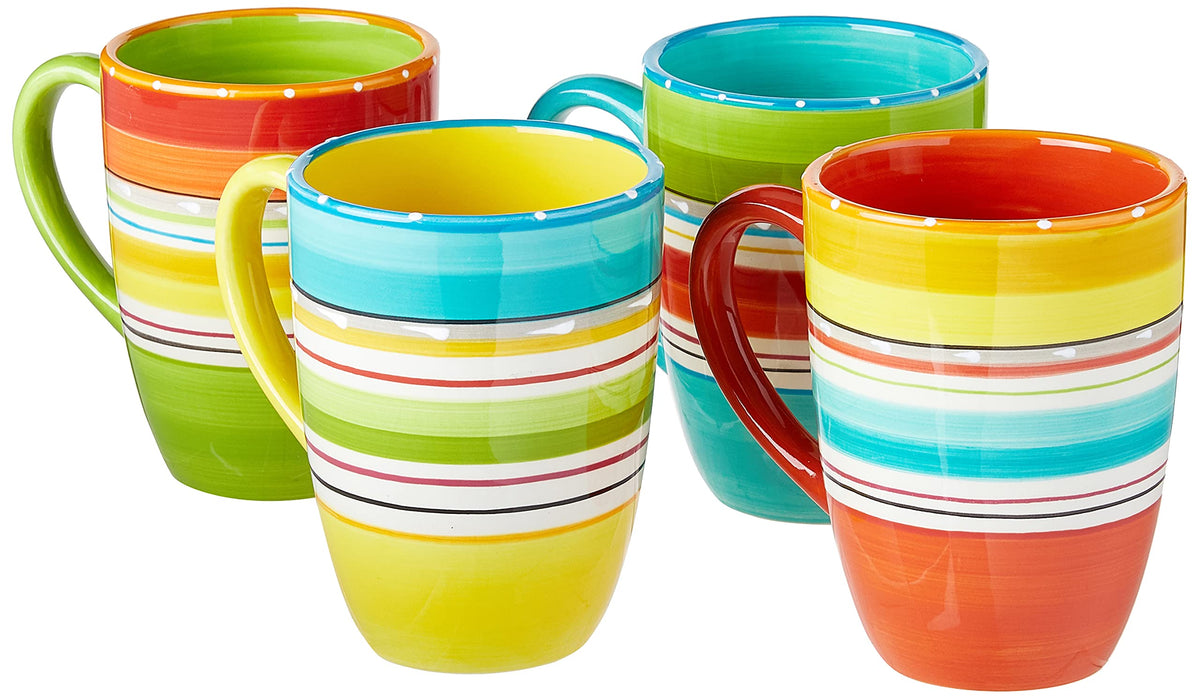 Set of 4 colorful 20 oz ceramic coffee mugs