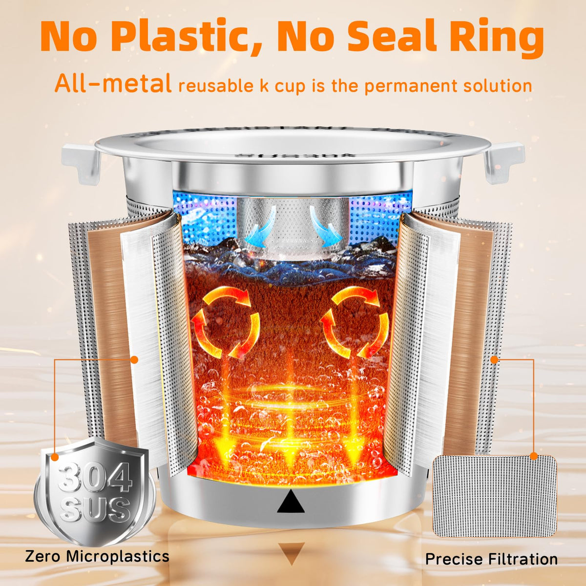 Refillable silver coffee pod with dual handles