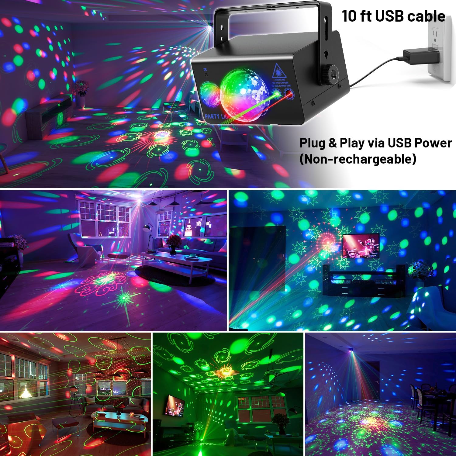 Party Lights Dj Disco Ball Light, LED Stage Strobe Lights Sound Activated with Remote Control for Xmas Club Bar Parties Holiday Christmas Birthday Wedding Home Decoration