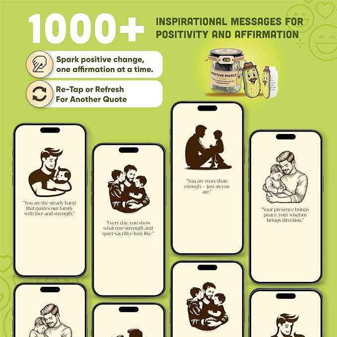 60 Positive Pickle Cards Jar, Affirmation Cards For Dad, Father's Day Gifts For Dad, Birthday Gift From Daughter, Son - New Dad Gift, Funny Bonus Dad Gifts