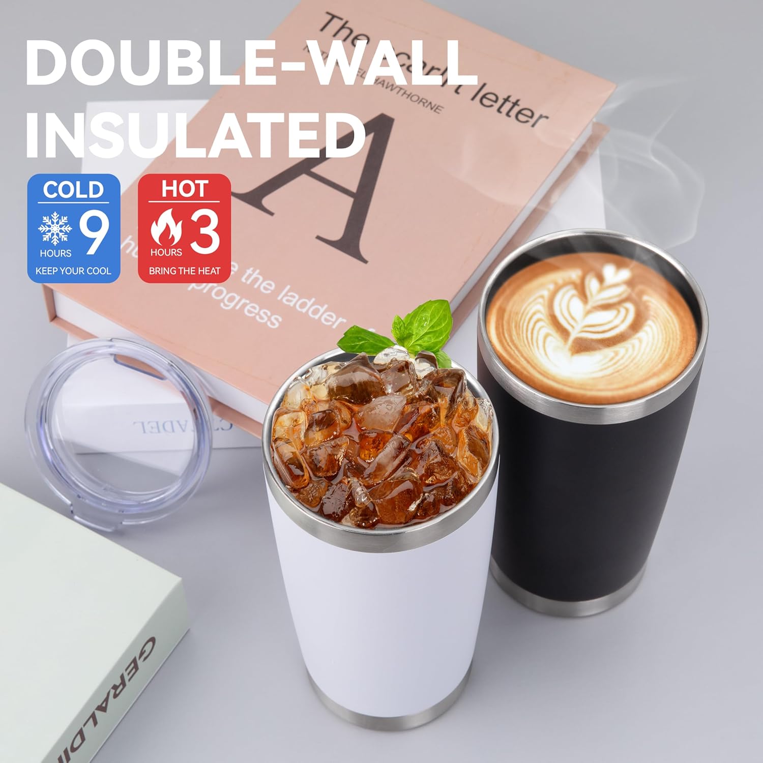 HASLE OUTFITTERS 20oz Stainless Steel Tumblers Bulk, Insulated Travel Cup with Lid, Double Wall Vacuum Coffee Mug for Cold & Hot Drinks 12 Pack, Orange