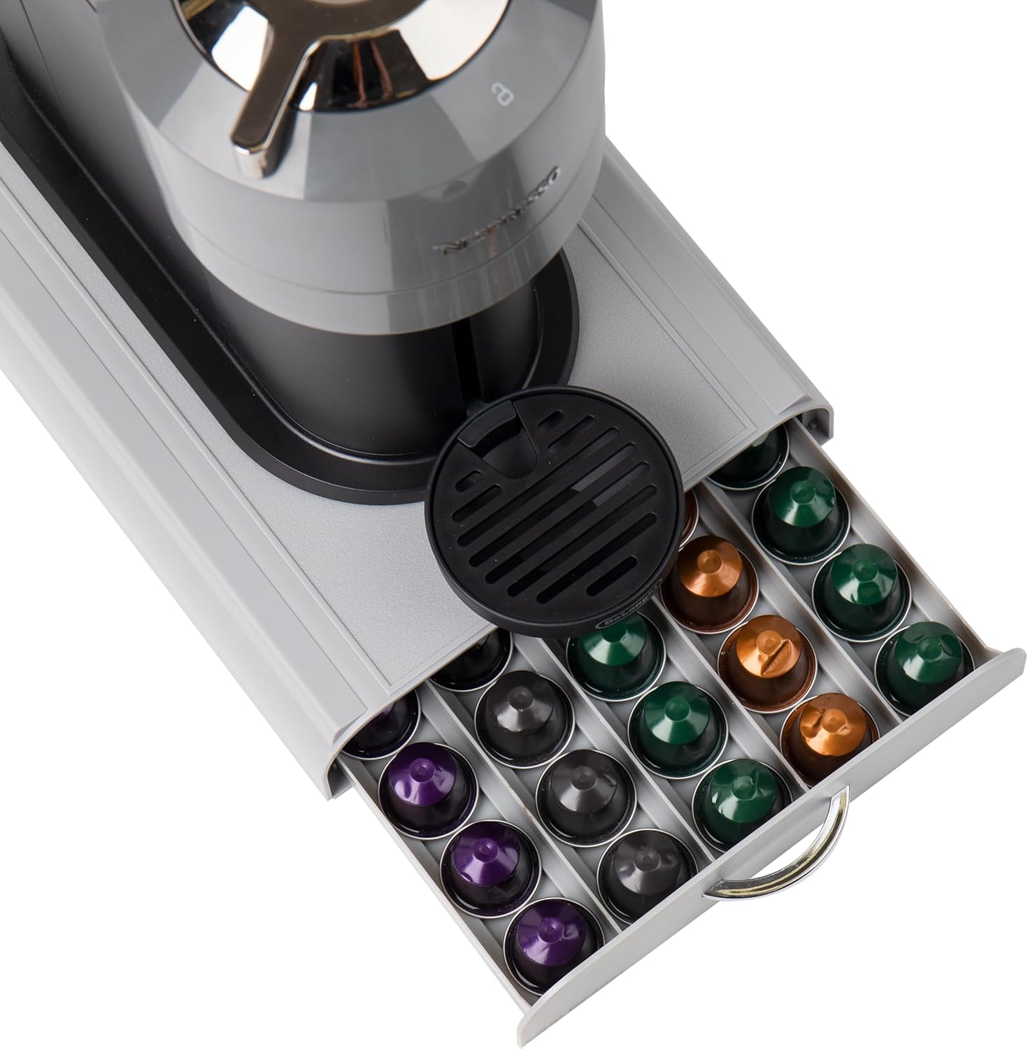 Mind Reader Nespresso Compatible Capsule Drawer, Countertop Organizer, Coffee Pod Holder, Storage, 9.25"L x 15"W x 2"H, Gray