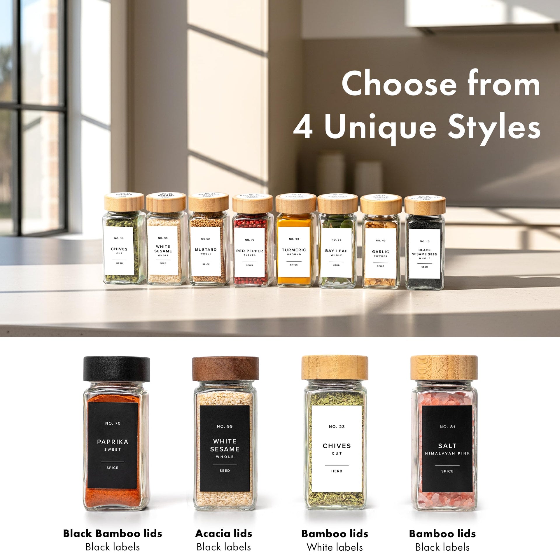 Glass Spice Jars with Label (24 Count)