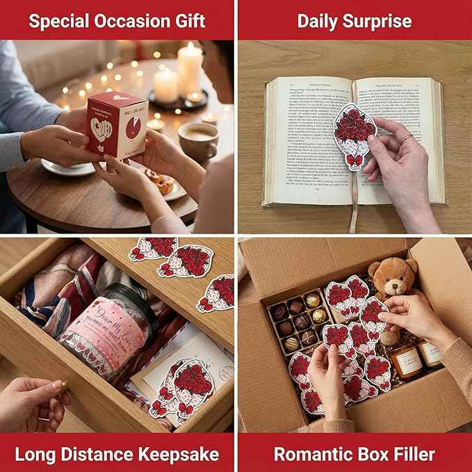 Love Notes Jar with 60 Romantic Messages - Valentines Day Gifts for Him, Her - Romantic Long Distance Relationship Gifts for Him, Her - Sweet Love Keepsake for Couples, Gift-Ready Jar