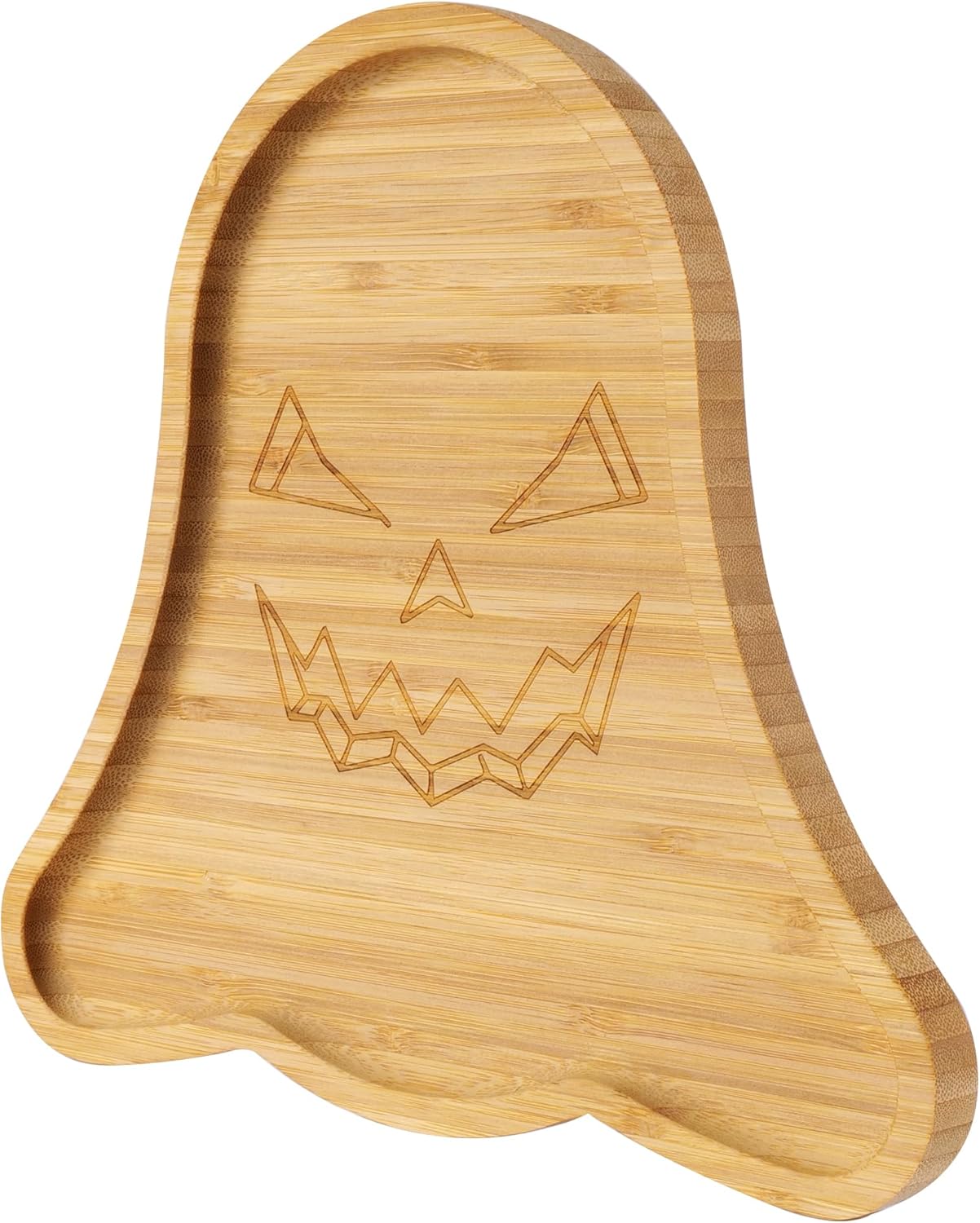 TJ POP Halloween Ghost Serving Tray - Spooky Ghost Shaped Bamboo Serving Platter, Festive Wooden Charcuterie Board, Snack Cheese Dish Plate for Candy, Treats, Drinks & Holiday Party Decor (10