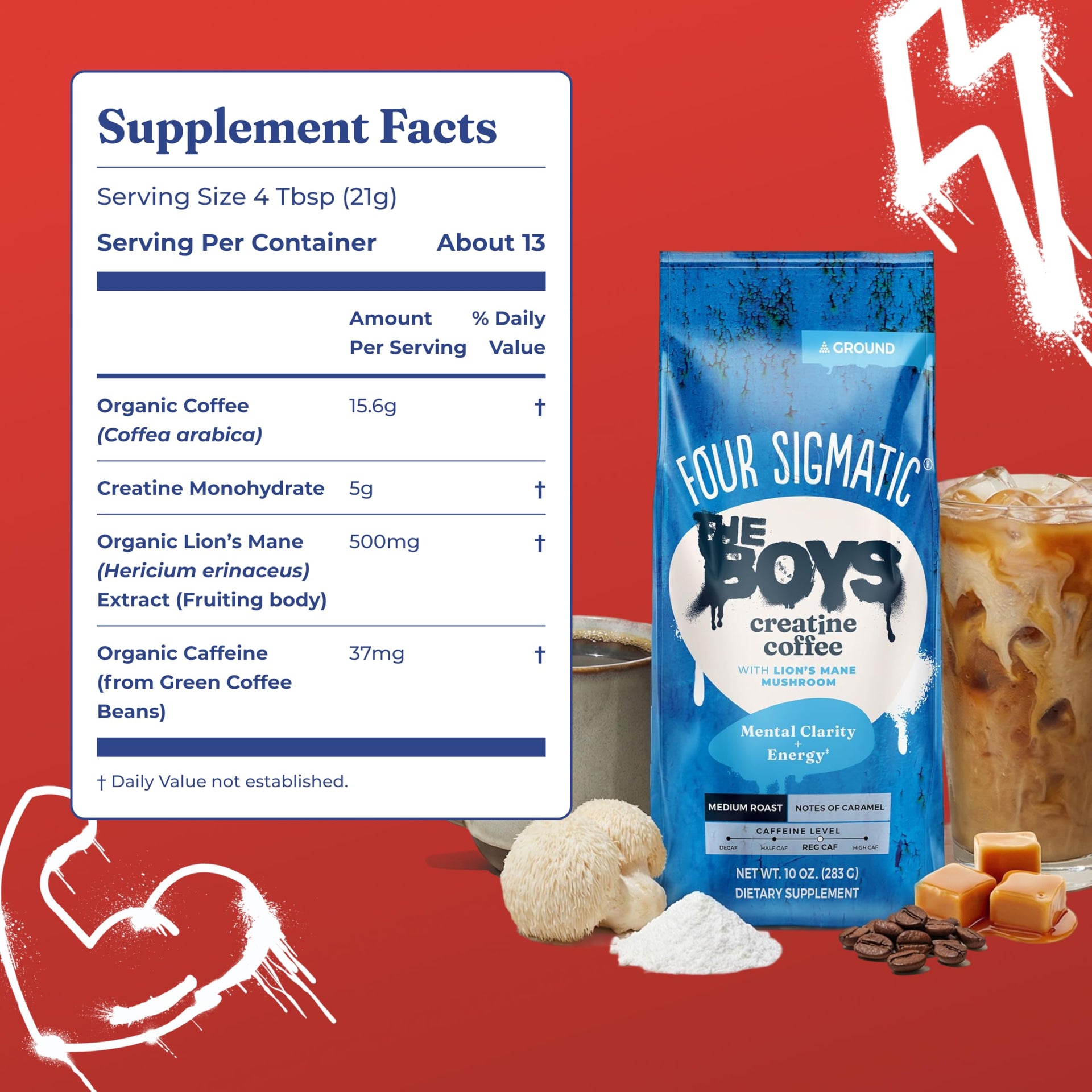 THE BOYS Creatine Coffee with Lion’s Mane Mushroom (10 Ounce)