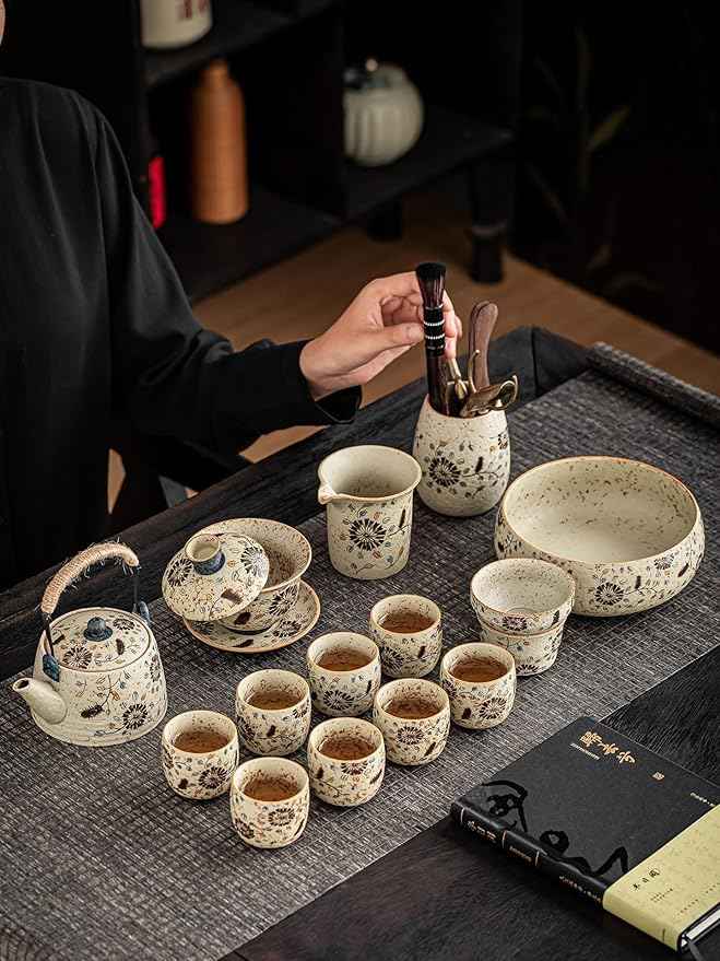 Duan Clay Fired Red Tea Set, Ceramic Gaiwan, Teapot and Cups-suit2