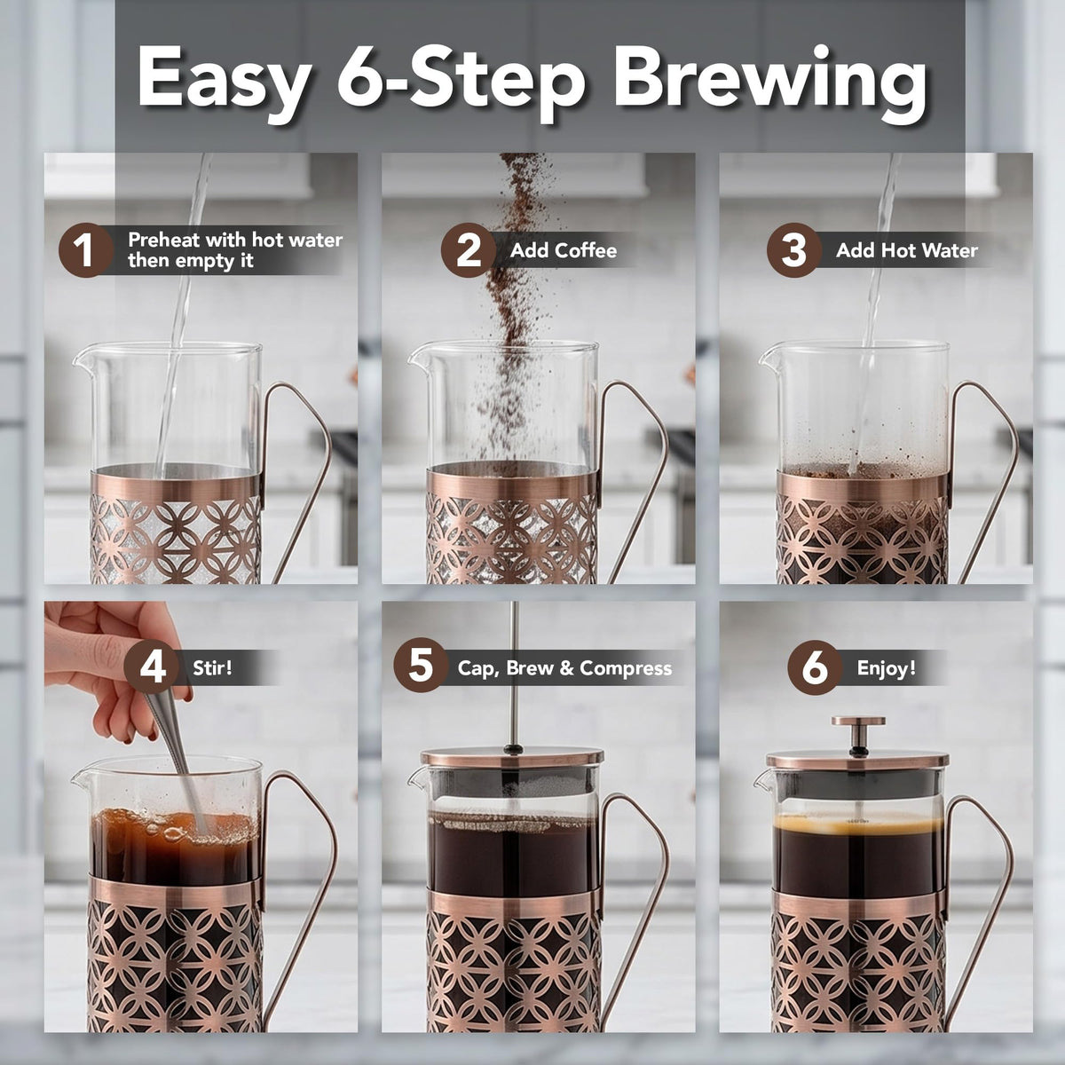 Glass and stainless steel French press carafe