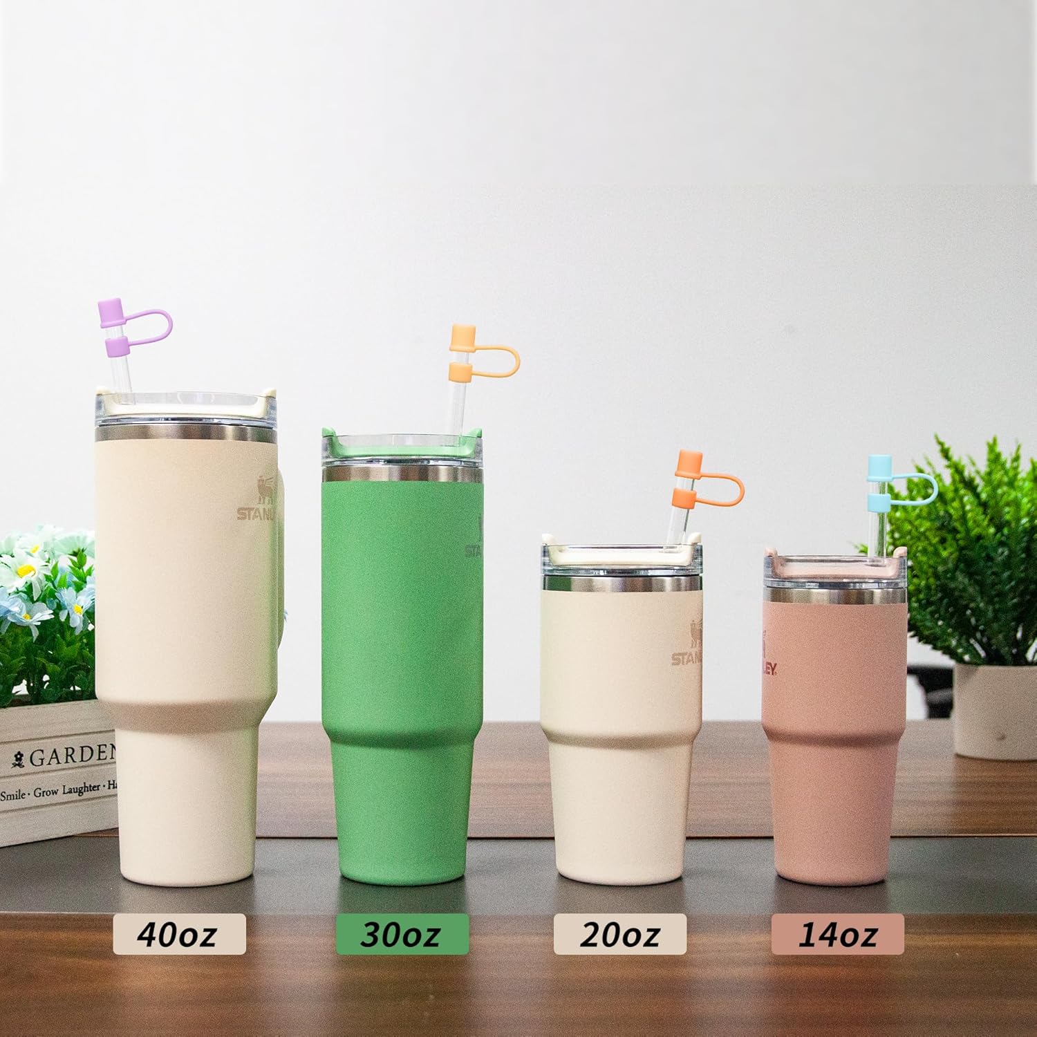 Straw Toppers for 10mm/0.39inch Diameter Straw Cover, compatable for Stanley/Owala Tumblers, Food Grade Silicone. (4Pcs-White+4Pcs-Black)