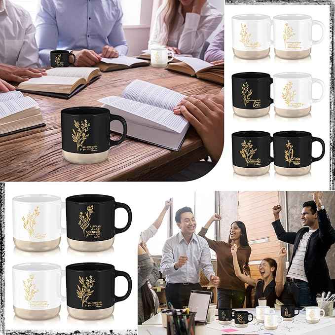Christian Mugs Bulk for Women Inspirational Bible Verse Christian Coffee Mugs 13 oz Religious Ceramic Cup Easter Gifts for Church Members Men Coworker Social Worker Gifts(Black White,20 Pcs)