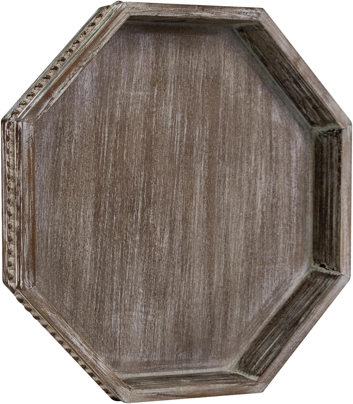 Wooden Decorative Tray, Small Serving Tray with Wood Bead, Farmhouse Big Tray for Ottoman, Countertop, Coffee Tabl, 13