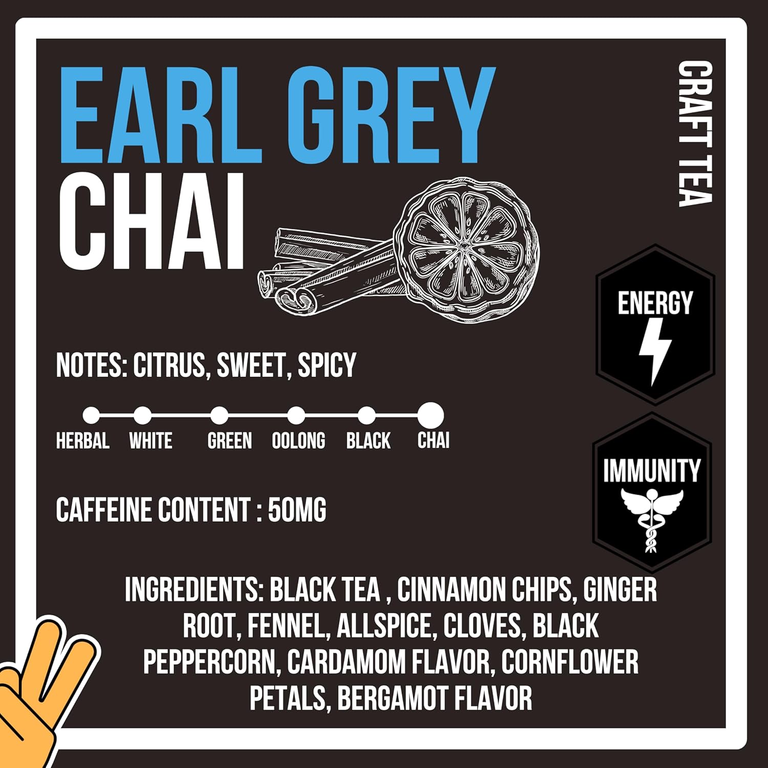 Revival Tea Company Earl Grey Chai Tea - Black Tea Blend with Fresh Spiced Chai and Bergamot Flavor - 24 Tea Bags