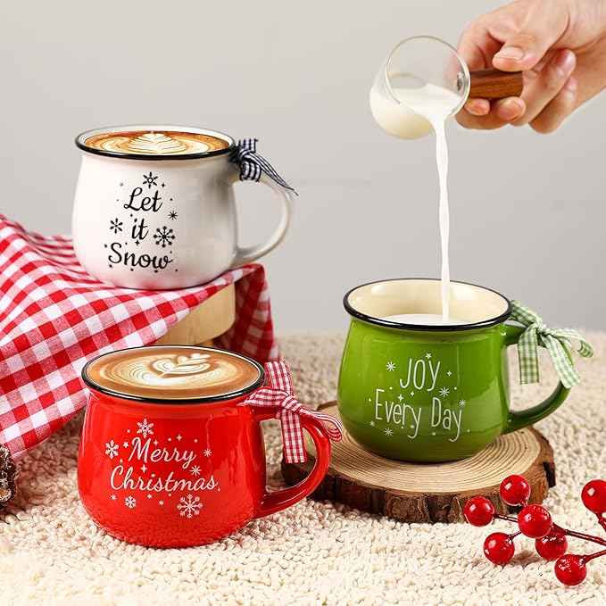 6PCS Christmas Coffee Mugs Set - 12 oz Ceramic Holiday Mugs for Hot Cocoa & Winter Beverages - Christmas Gift for Family, Friends, Women, Home Decor