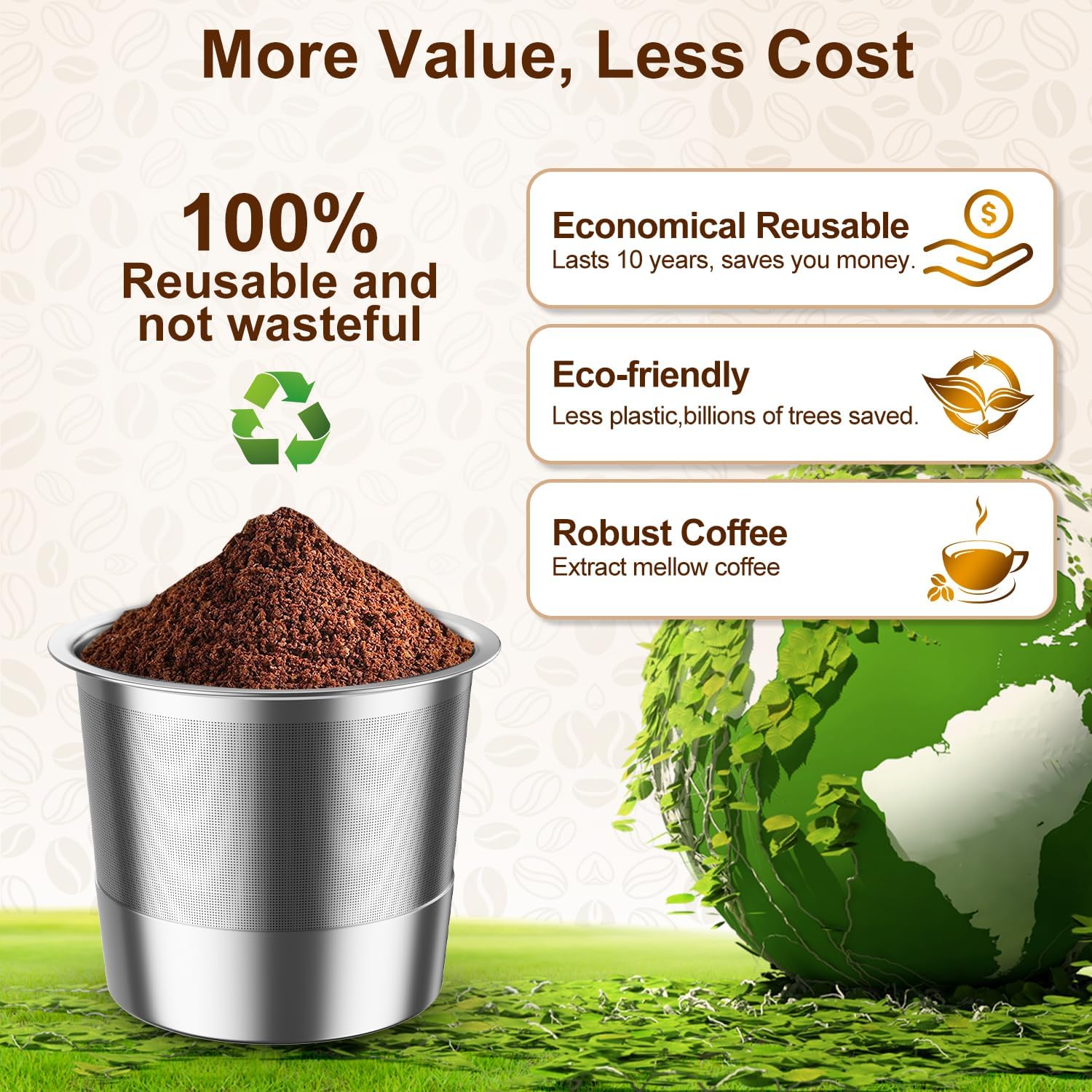 RETHONE Reusable K Cup for Keurig: Stainless Steel K Cup Coffee Pods Compatible with Keurig 1.0 & 2.0 Coffee Makers Machine, BPA-Free Refillable Coffee Filters with Tight Seal, Easy to Clean