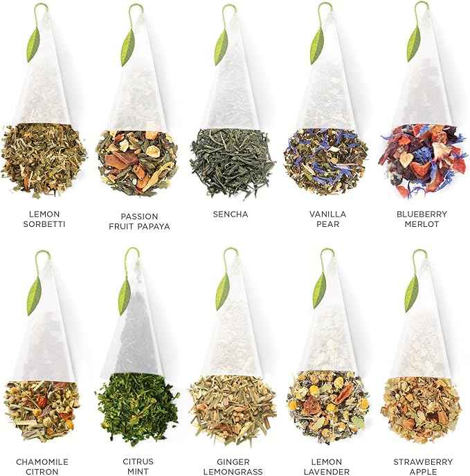 Tea Forte Organic Assorted Variety Tea Sampler, Tea Tasting Tea Chest Gift Box with 40 Handcrafted Pyramid Tea Infuser Bags, Black Tea, Herbal Tea, Oolong Tea, Green Tea, White Tea