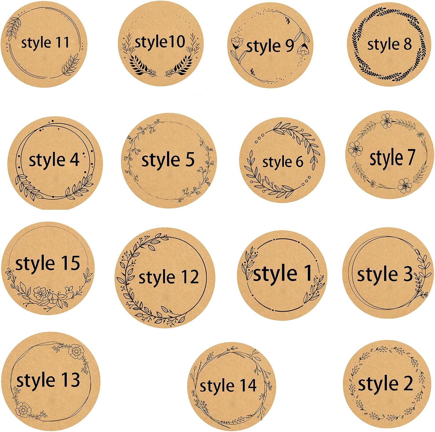 Custom Stickers Kraft Paper Labels Personalized Withe Text, Business Logo Customized Food Jars Labels Bakery Label Sticker Package Favor Canning Circle 100pcs (Style 14)
