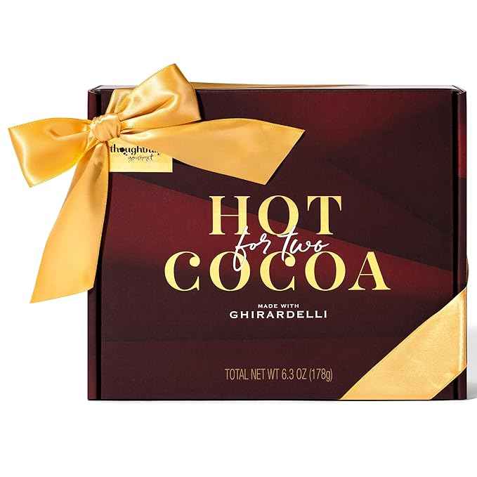 Hot Cocoa for Two Gift Set Made with Ghirardelli, Includes 2 Mugs, 2 Hot Cocoa Mixes, 2 Sugar Toppings, 2 Peppermint Stirrers & 2 Snowflake Marshmallows