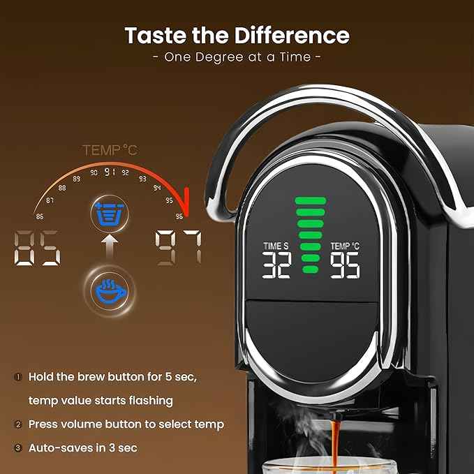 Magician1 Mini Espresso Machine for Nespresso Original, Dolce Gusto, Lavazza Blue, ESE Pods, 19-Bar Coffee Machine for Ground Coffee, Coffee Maker with adjustable Temp & Cup Size, 21oz Reservoir