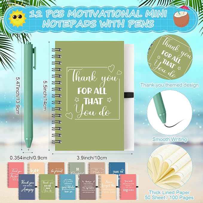 Shellwei 36 Pcs Employee Appreciation Gifts Bulk 24 oz Thank You Tumbler with Lid and Straw Mini Spiral Notebooks and Pens Appreciation Gifts for Team Employee Coworkers Teacher (Be Proud)