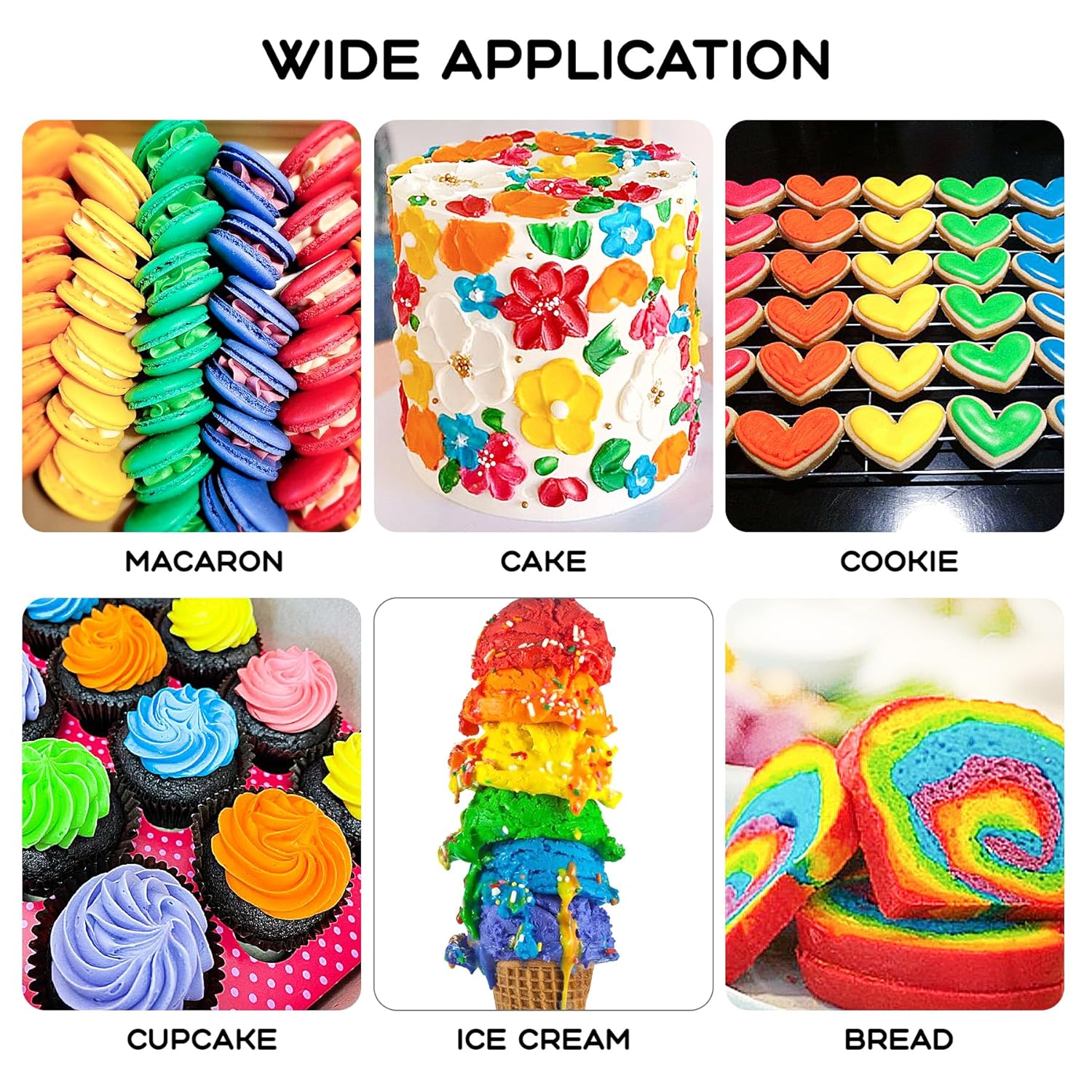 Gel Food Coloring 8 Colors x 0.35 oz Concentrated Gel Based Food Dye Vibrant Icing Colors Neon Food Coloring for Baking Cake Decorating Cookies Fondant, 10g / Bottle