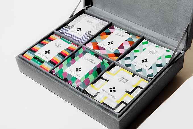 Art Of Tea | 6 Section Leatherette with Assorted Tea bags | Tea Assortment Gift Box