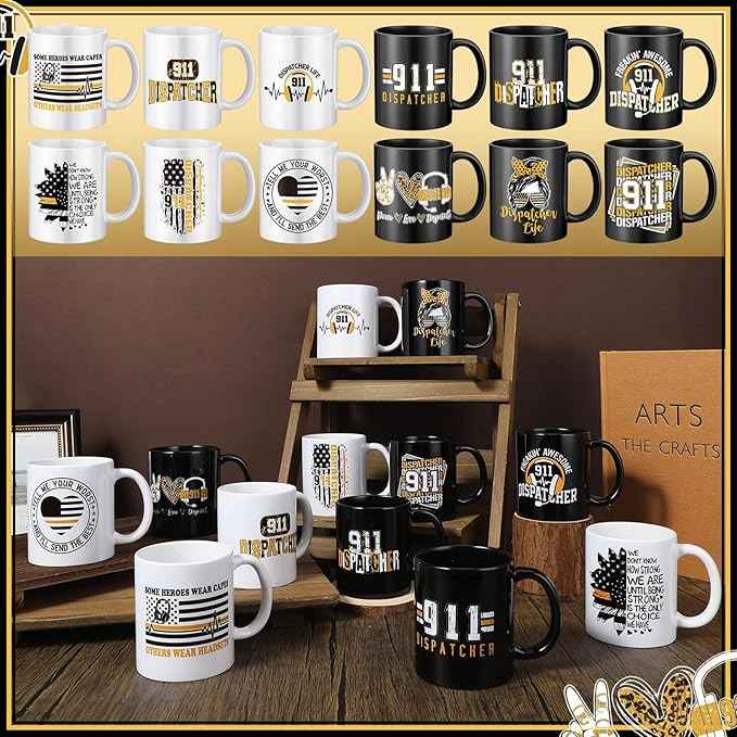 12 Pcs 911 Dispatch Gifts Mugs Bulk, Dispatch Appreciation Week Gifts 911 Dispatcher Telecommunicators Week Call Responder Team NPSTW 11oz Mug for Emergency Dispatcher Operator Responder