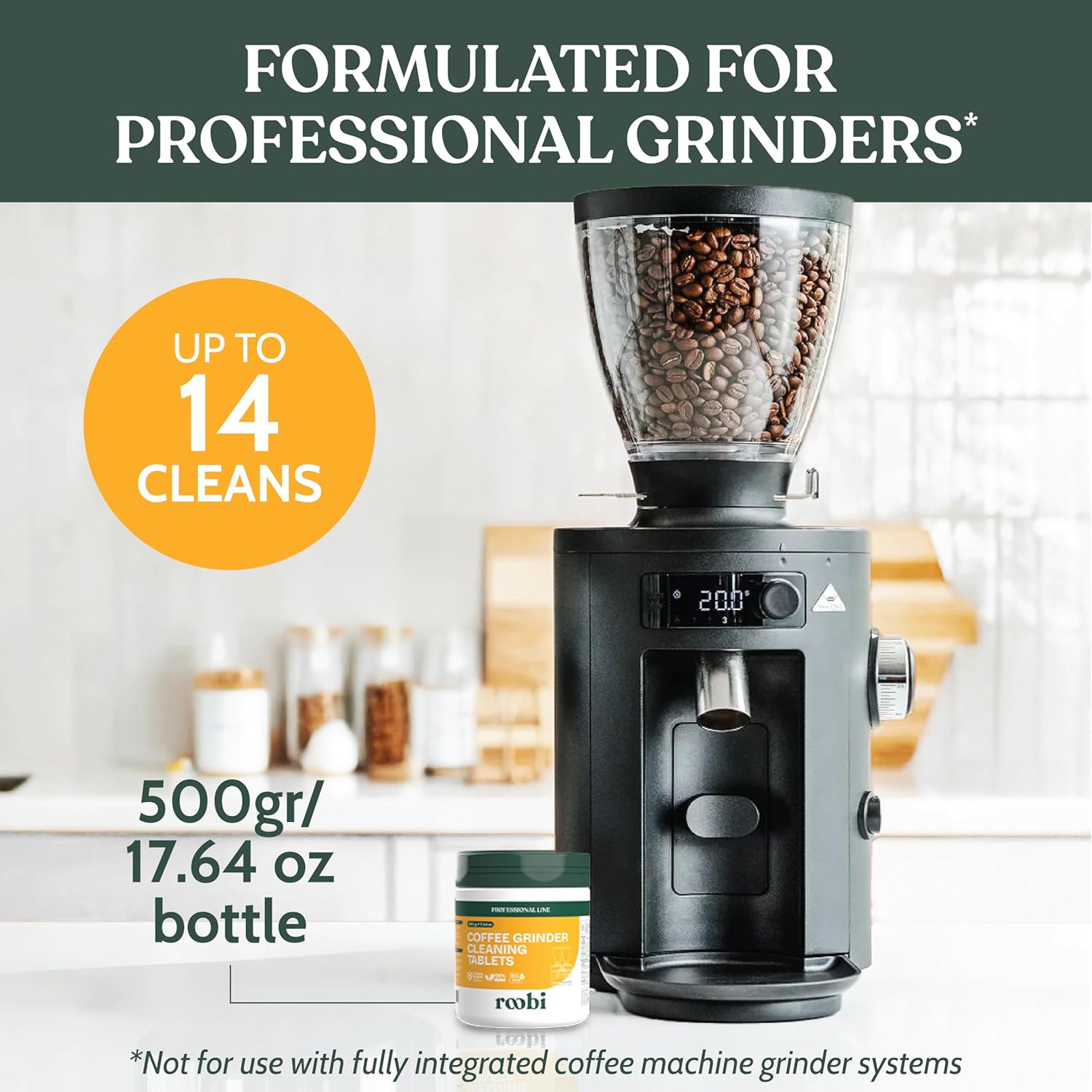 Roobi Professional Coffee Grinder Cleaning Tablets. Carbon Neutral Coffee Grinder Cleaner. Up to 14 cleans, 500gr. - Blissbrew