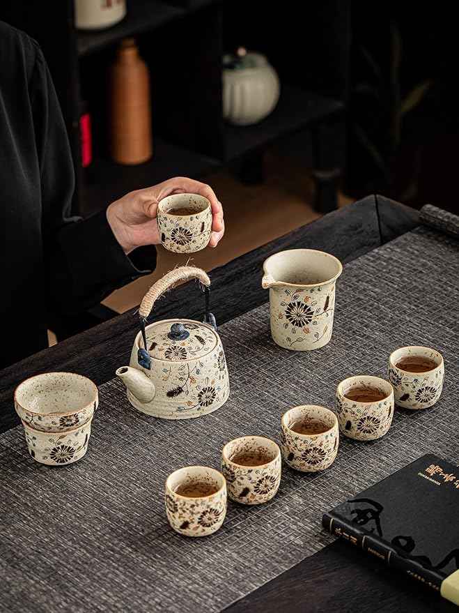 Duan Clay Fired Red Tea Set, Ceramic Gaiwan, Teapot and Cups-suit2