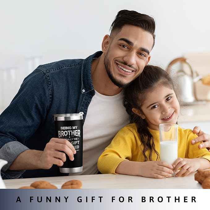 Fathers Day Gift Set for Dad, Brother - Gifts for Dad from Daughter, Son - Gifts for Brother - 20 Oz Black Tumbler Bundle