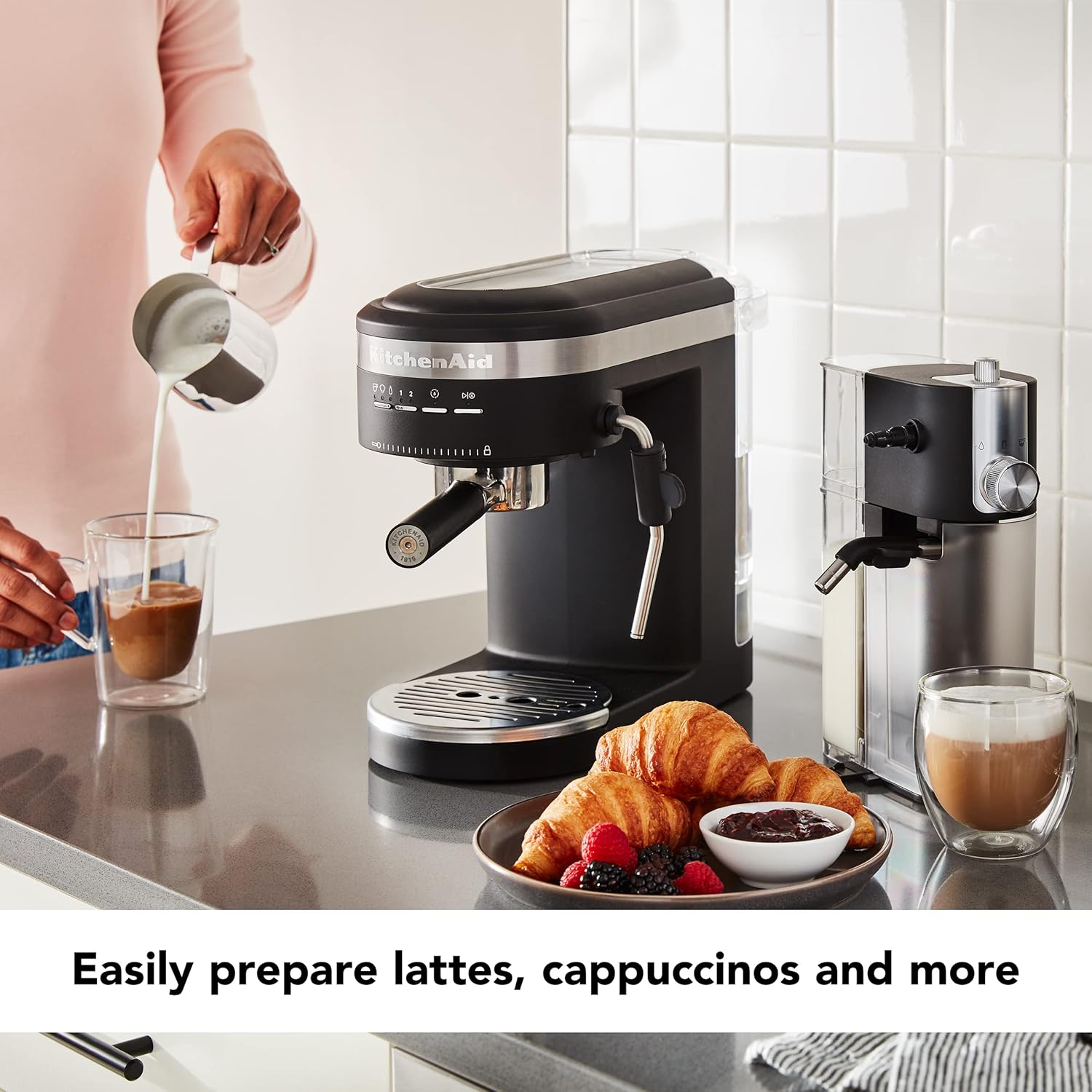 KitchenAid Semi-Automatic Espresso Machine and Automatic Milk Frother Attachment - KES6404 - Blissbrew