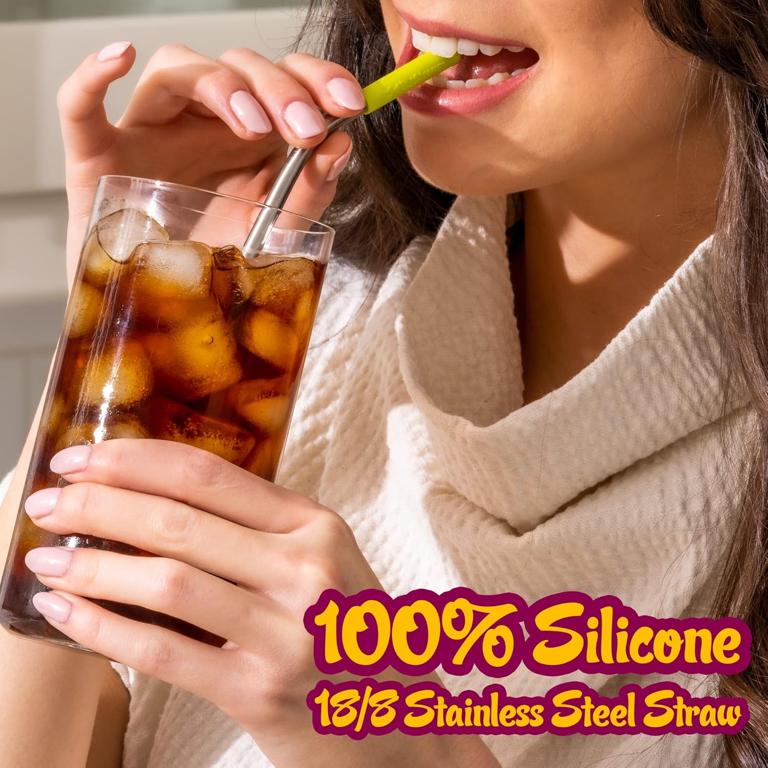 Premium Reusable Stainless Steel Drinking Straws With Silicone Tips + Patented Straw Cleaners and Carrying Case - 9” Long Metal With Curved Bend for 20/30/32oz Tumblers