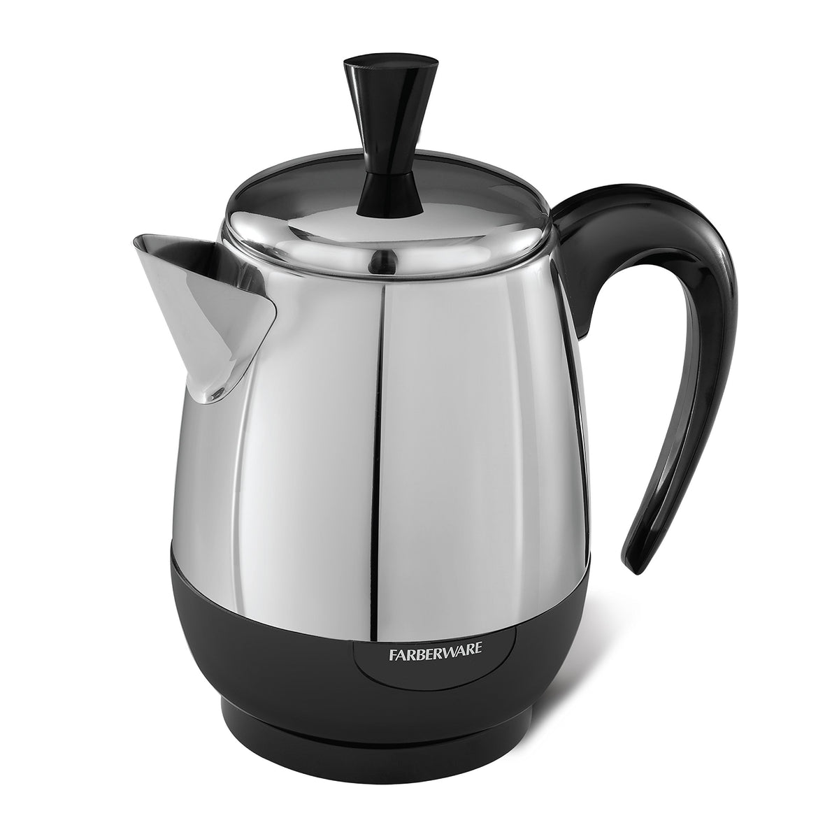 4-cup stainless steel coffee percolator front view