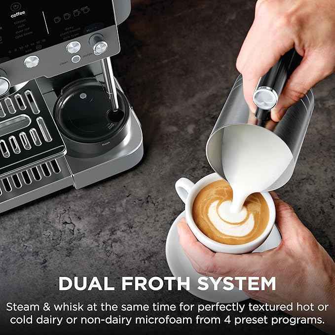 Ninja Luxe Cafe Premier Series, Espresso Machine, Drip Coffee, Rapid Cold Brew, Integrated Grinder, Hands-Free Frother, with Knock Box, Water Filter, Cleaning Tablets, Descaler, ES601GM