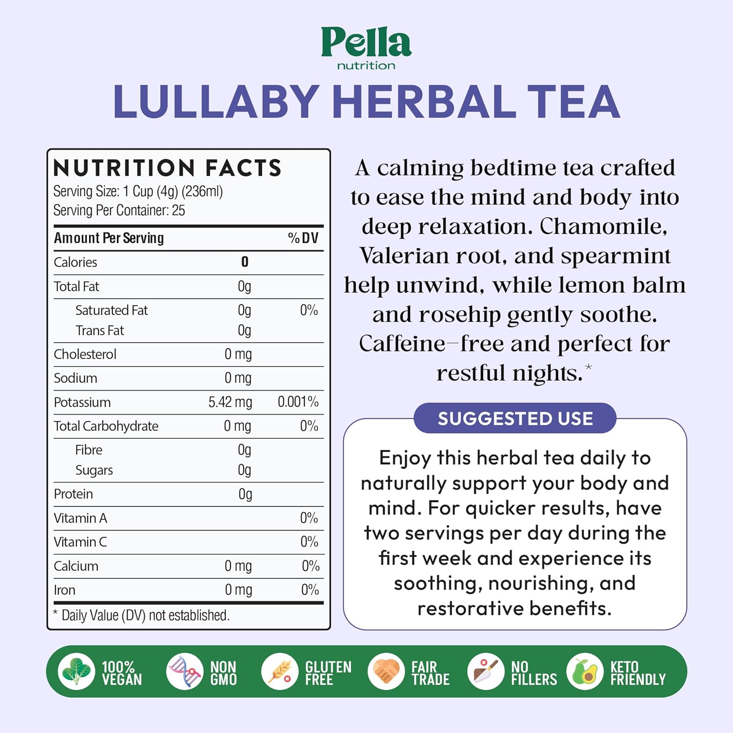 Chamomile Tea with Hibiscus, Peppermint, Spearmint, Rosehip, Valerian Root, Lemongrass, Cornflowers – Kosher, Vegan, No Caffeine – Calming Mint-Citrus Evening Herbal Drink for Relaxation (25 Tea Bags)