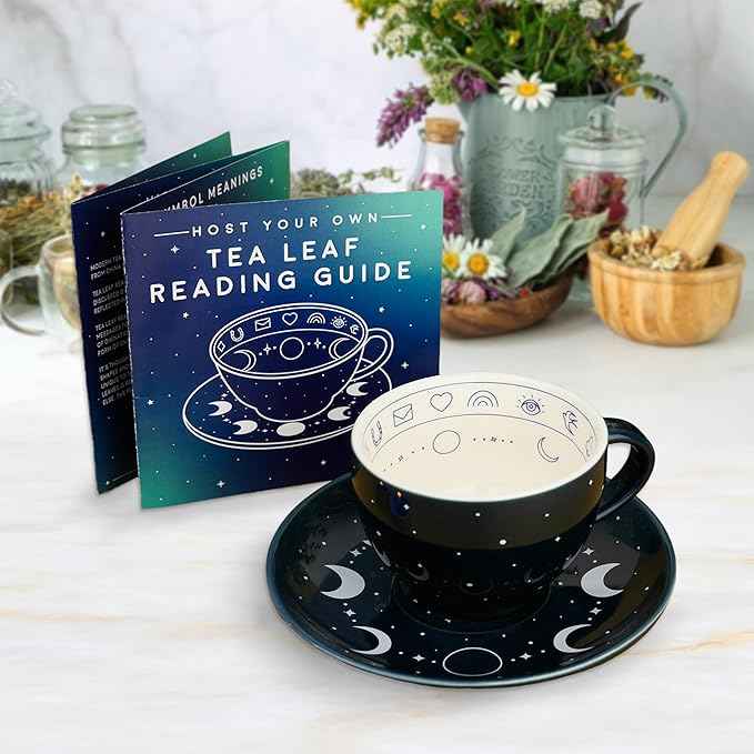 Gift Republic Tea Leaf Reading Kit. Host Your Own Tea Leaf Reading Party. Teacup and Saucer Divination Gift Set