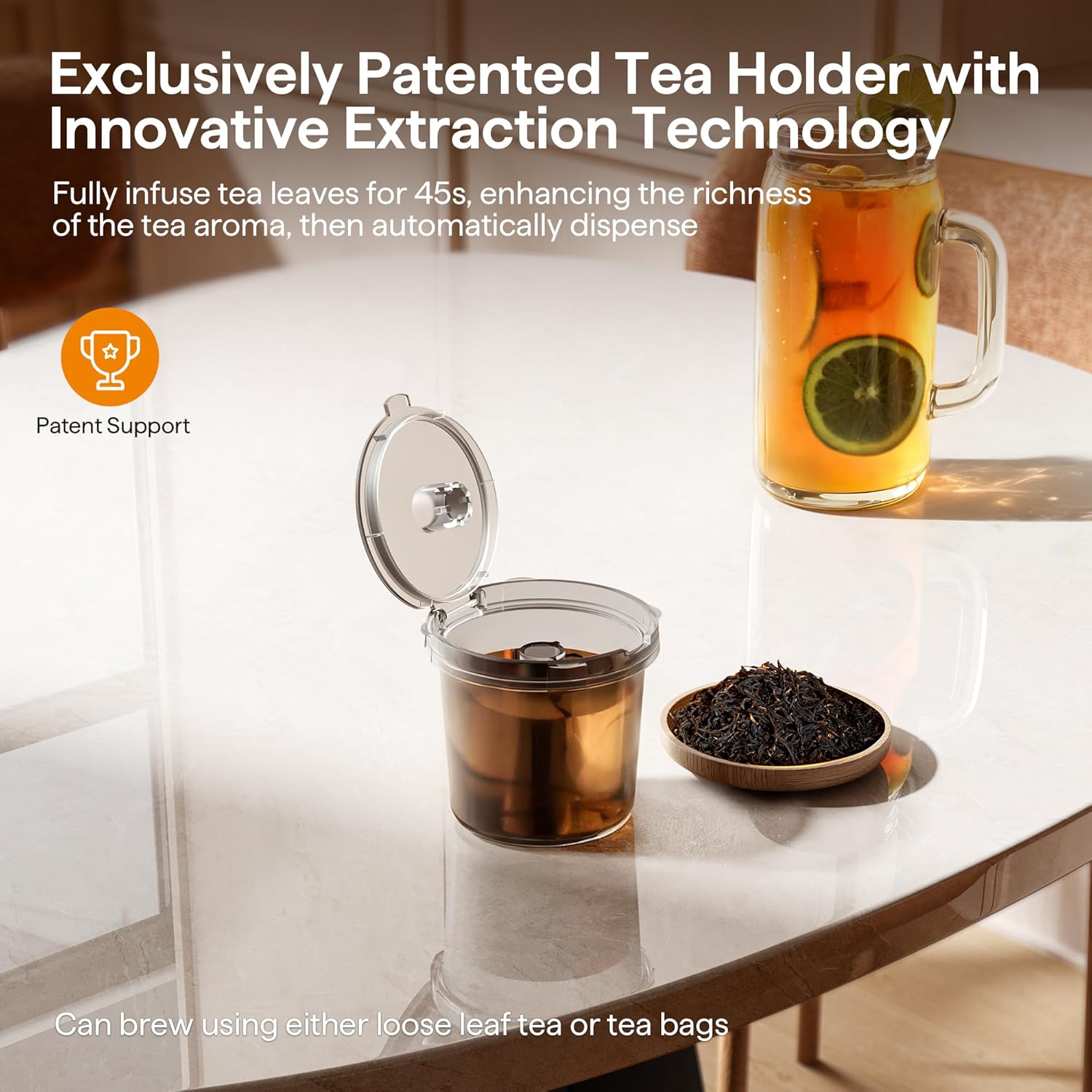 Single Serve Coffee Maker for K Cup, Ground and Tea, Hot and Iced Coffee Machines with Bold Setting, 6 to 16 Oz Brew Sizes, Compact for Small Spaces, White (2.0 Version)