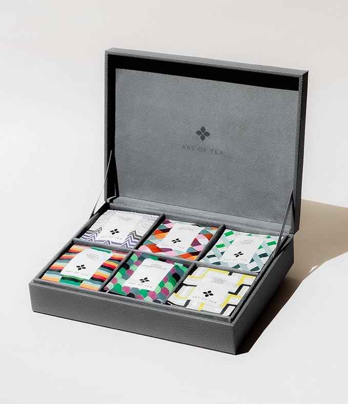Art Of Tea | 6 Section Leatherette with Assorted Tea bags | Tea Assortment Gift Box