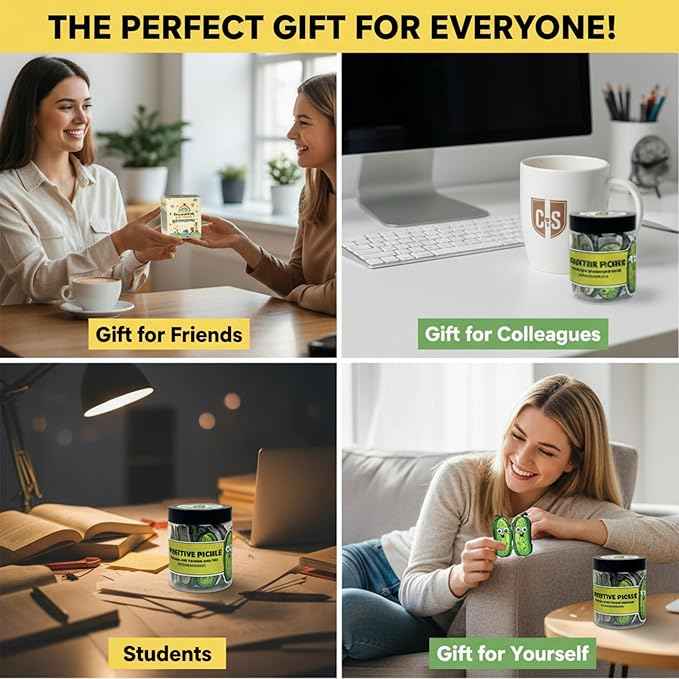 60 Positive Pickle Cards Jar, Easter Basket Stuffers for Teens, Graduation Gifts, Birthday Gifts for Mom, Women, Coworkers, Adults, Teachers, Teen Girl Gifts Trendy Stuff