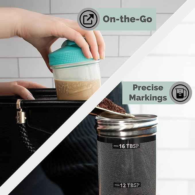 Masontops Cold Brew Makers Kit - Deluxe Iced Coffee Maker with Glass Pitcher & Stainless Steel Mesh Filter - Easy Pour Fridge Cold Brewer System