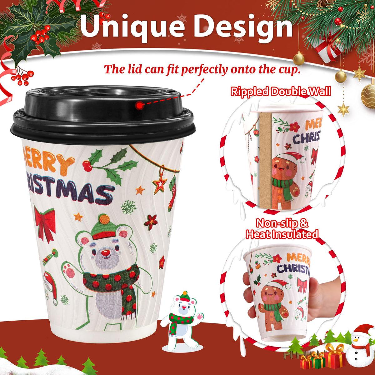 Ripple wall insulated paper cup for hot drinks