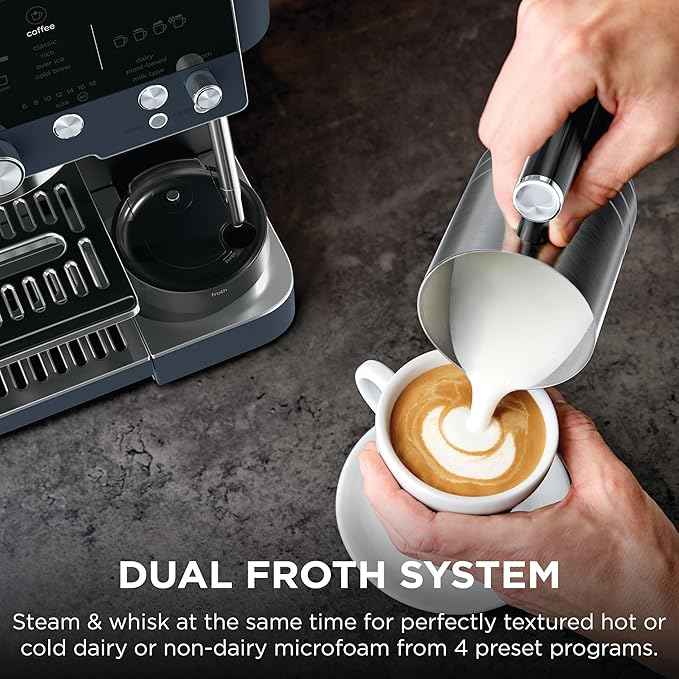 Ninja Luxe Café Premier Series, Espresso Machine, Drip Coffee Maker & Rapid Cold Brew, Integrated Grinder, Assisted Tamper, Hands-Free Frother, for Cappuccinos & Lattes, Cyberspace, ES601CY