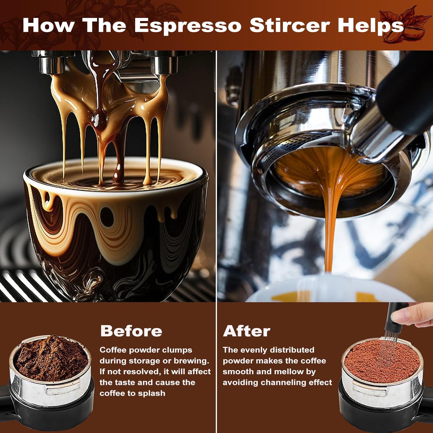 WDT Tools Espresso Puck Screen, 58mm Espresso Accessories Kit - 150μm Puck Screen Set, 0.25mm 316 Stainless Steel 8 Needles Coffee Distribution Stirrer, 58mm Portafilter Dosing Ring for Barista Black