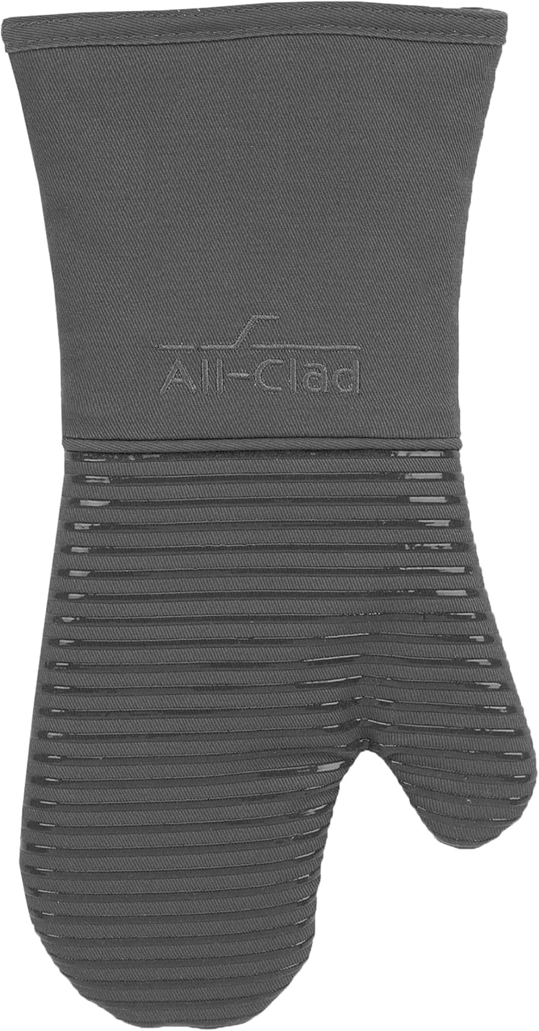 All Clad Silicone Oven Mitt: Heat Resistant up to 500 Degrees - 100% Cotton & Silicone, 14