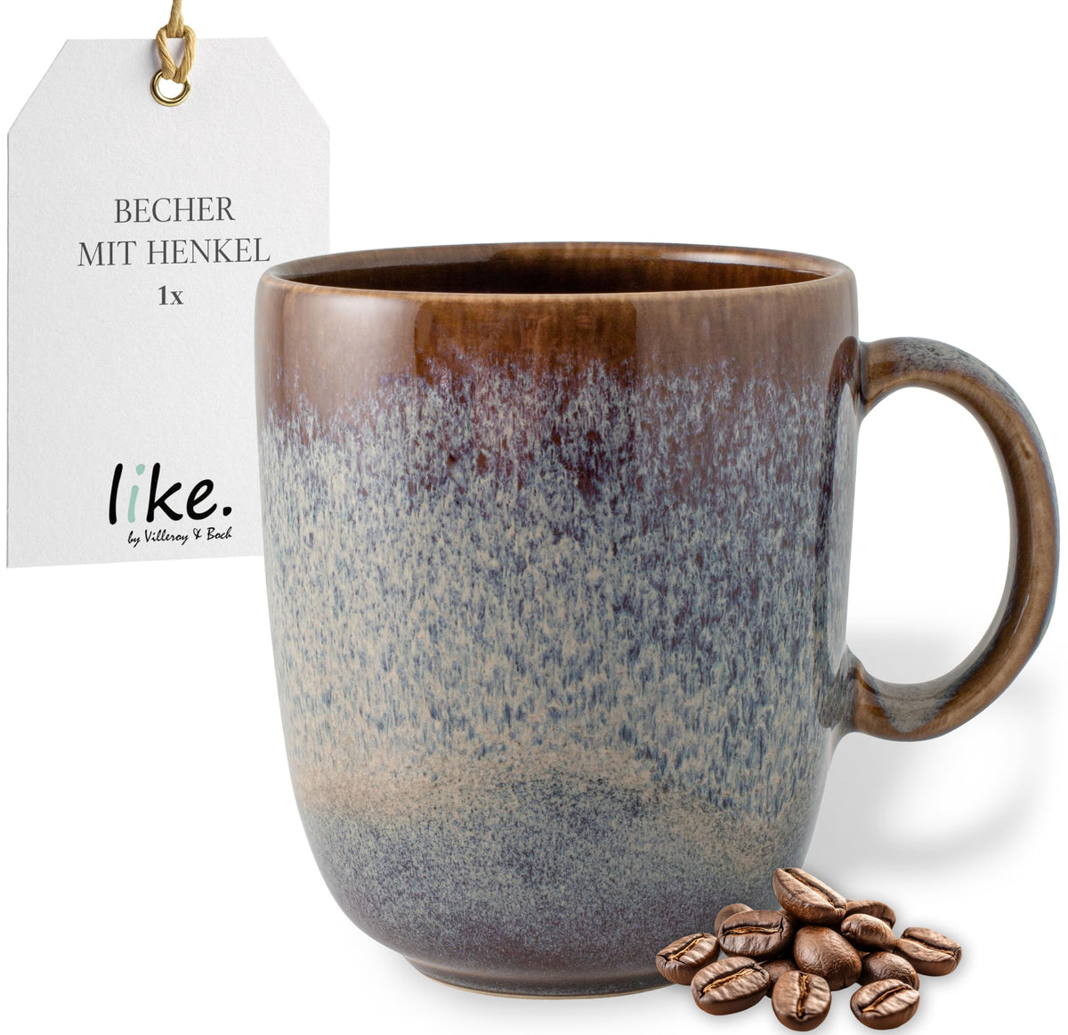 Beige earthenware mug with handle