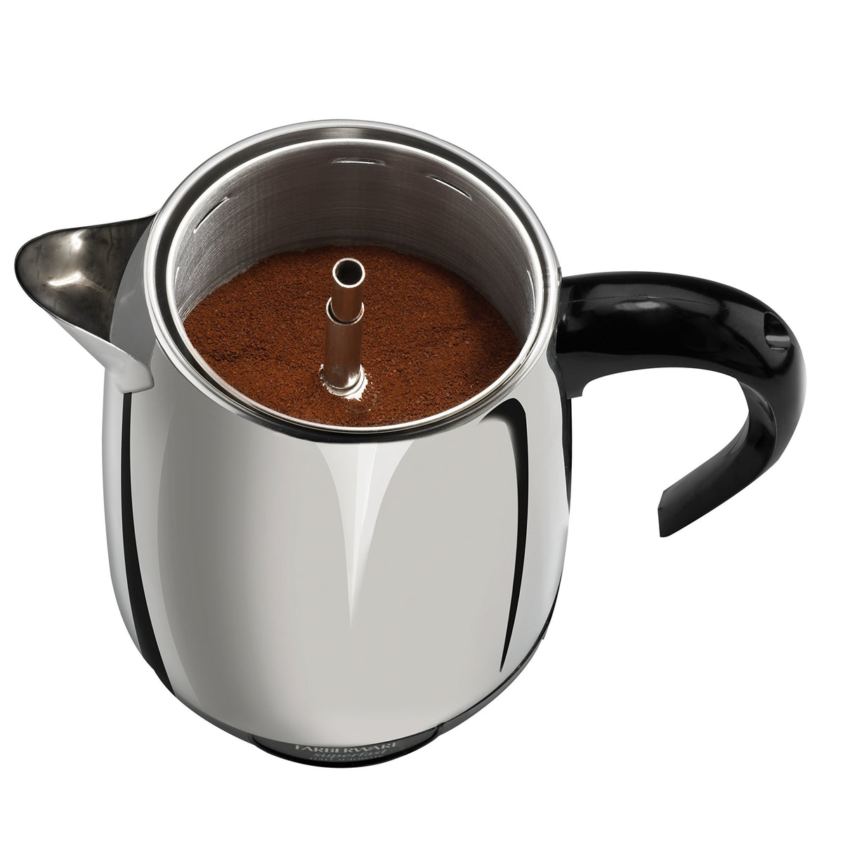 Black and silver 4-cup coffee percolator