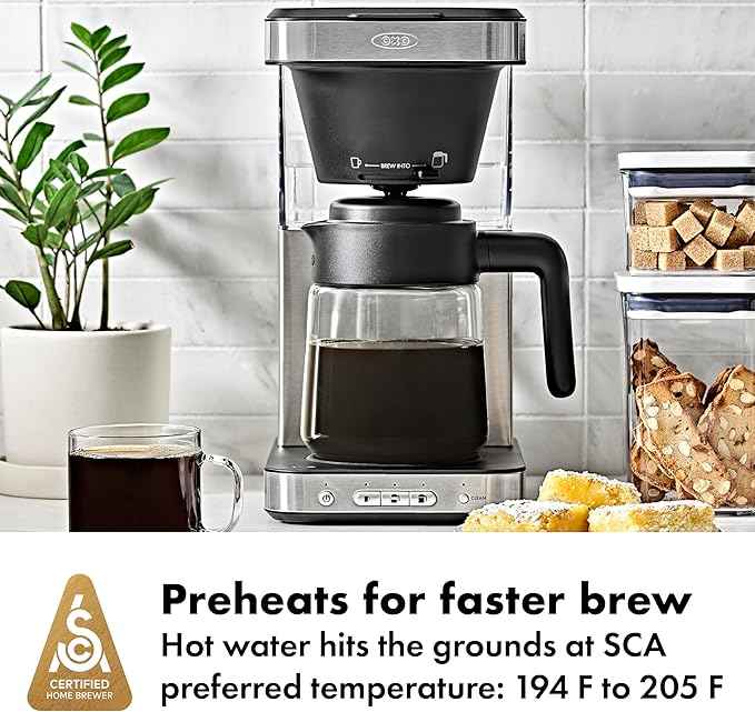 OXO Brew 8-Cup Coffee Maker with Podless Single-Serve Function and Glass Carafe