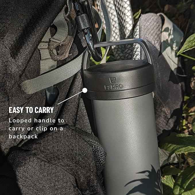 ESPRO P0 Ultralight French Press Coffee Maker for Travel, Vacuum Insulated Stainless Steel, 16 Ounces, Matte Meteorite Black