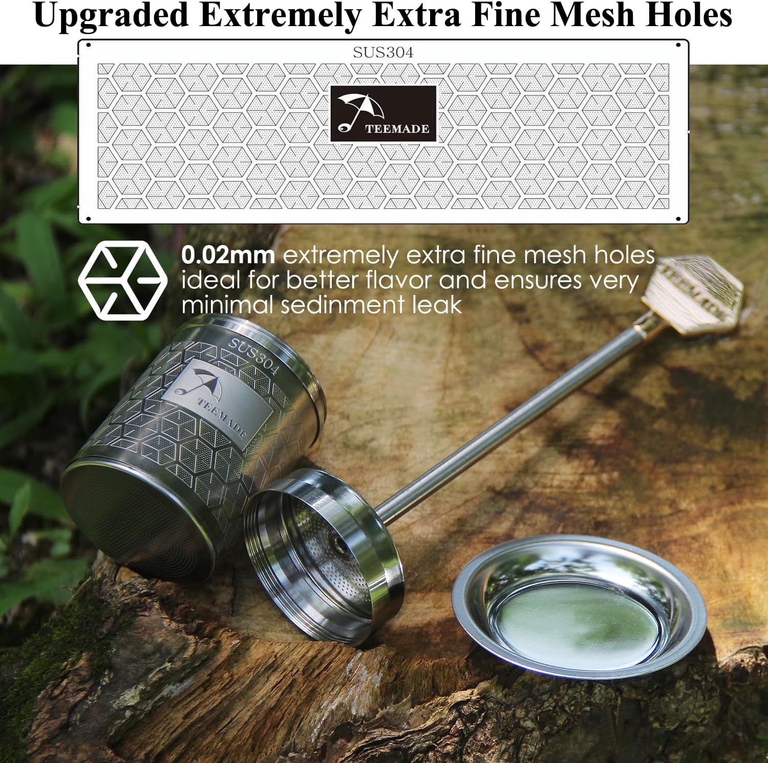 Tea Filter-Upgraded Extremely Extra Fine Mesh Filter 304 Stainless Steel Premium Reusable Loose Leaf Tea Strainer Infuser with Drip Tray (Small)
