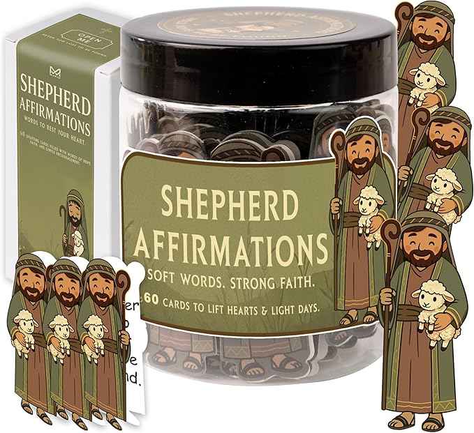 Shepherd Affirmations Jar – Christian Faith & Encouragement Jar with 60 Inspirational Messages, Religious Christmas Gifts for Women, Men, Pastor Appreciation or Spiritual Comfort Gifts, Christian Home Decor