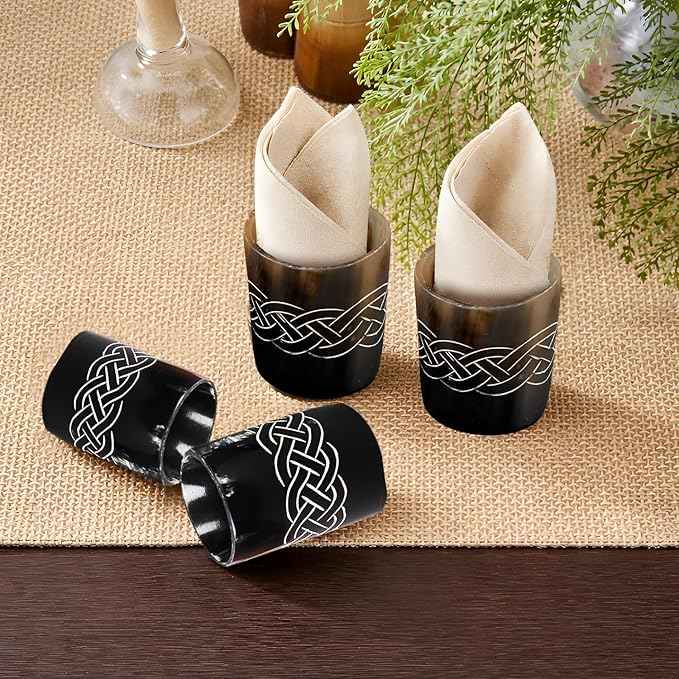 Handicrafts Home Viking Horn Shot Glasses Set of 4, Handmade Natural Ox Horn, Rustic Viking Drinkware Whiskey Shot Cups, Father’s Day Gifts, Medieval Decor Gift Set for Men & Groomsmen, Birthday Gifts